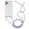 Mobigear Lanyard iPhone 12 Pro Max Flexibel TPU Hoesje met koord - Transparant / Blauw / Paars