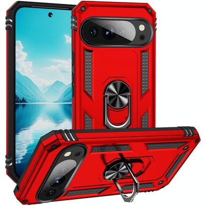 Mobigear Armor Ring Google Pixel 10 Pro XL Hoesje Hardcase Backcover Shockproof met Ringhouder - Rood