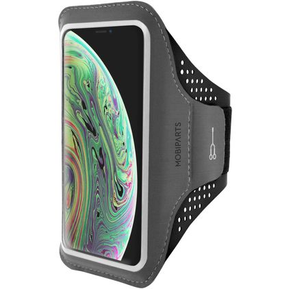 Mobiparts Comfort Fit Telefoonhouder Hardlopen iPhone X Sport Hoesje Neopreen Sportarmband - Zwart