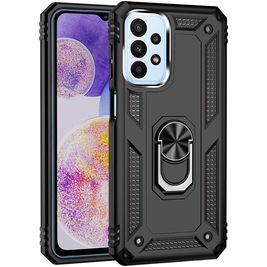 Mobigear Armor Ring Samsung Galaxy A23 Hoesje Hardcase Backcover Shockproof met Ringhouder - Zwart