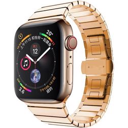 Mobigear Madrid Stalen Apple Watch Bandje Vouwsluiting - 42/41/40/38 mm - Roségoud