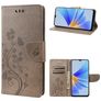 Mobigear Flowers OPPO A17 Hoesje Bookcase Portemonnee - Grijs