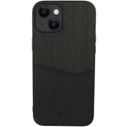 Valenta Card Slot iPhone 13 Hoesje Echt Leer Backcover met Pasjeshouder - Zwart