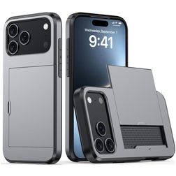 Mobigear Card iPhone 18 Pro Hoesje Hardcase Backcover Shockproof met Pasjeshouder - Grijs