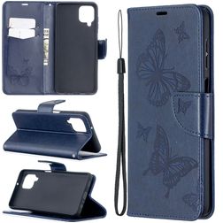 Mobigear Butterfly Samsung Galaxy A12 Hoesje Bookcase Portemonnee - Donkerblauw