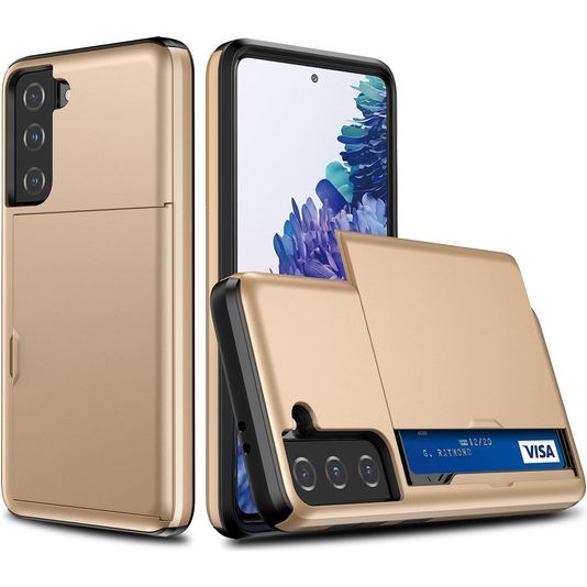 Mobigear Brushed Credit Card Slot Case Gold Samsung Galaxy S21