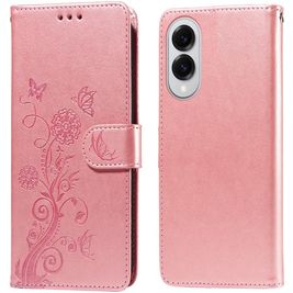 Mobigear Flowers Samsung Galaxy S25 Edge Hoesje Bookcase Portemonnee - Roségoud