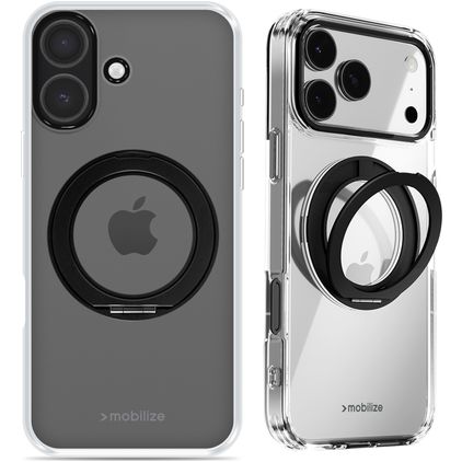 Mobilize 360 Rotating Ring iPhone 17 MagSafe Hoesje Hardcase Backcover met Ringhouder - Zwart