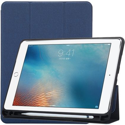 Mobigear Tri-Fold Gel iPad Pro 10.5 Inch (2017) Hoes TPU,Kunstleer Bookcase + Stylus Houder - Blauw