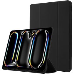Mobigear Tri-Fold Gel iPad Pro 11 Inch (2024) Hoes TPU,Kunstleer Bookcase + Stylus Houder - Zwart