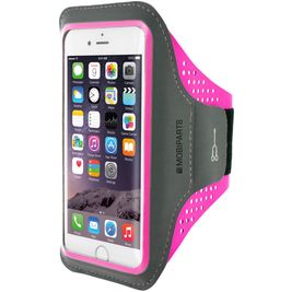 Mobiparts Comfort Fit Telefoonhouder Hardlopen iPhone SE (2022) Sport Hoesje Neopreen Sportarmband - Neon Pink