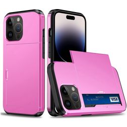 Mobigear Card iPhone 15 Pro Max Hoesje Hardcase Backcover Shockproof met Pasjeshouder - Roze