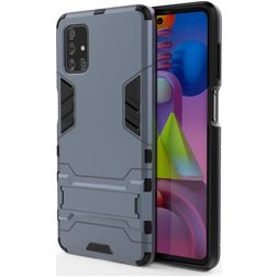 Mobigear Armor Stand Samsung Galaxy M51 Hoesje Hardcase Backcover Shockproof met Standaard - Blauw