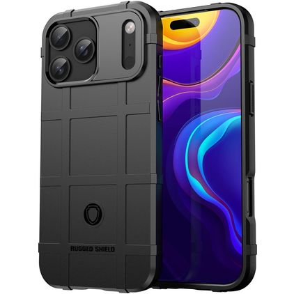 Mobigear Rugged Shield iPhone 18 Pro Max Hoesje Flexibel TPU Backcover Shockproof - Zwart