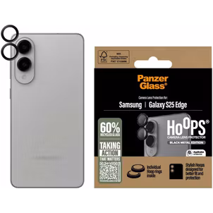 PanzerGlass Hoops Samsung Galaxy S25 Edge Glazen Camera Lens Protector - Case Friendly - Zwart