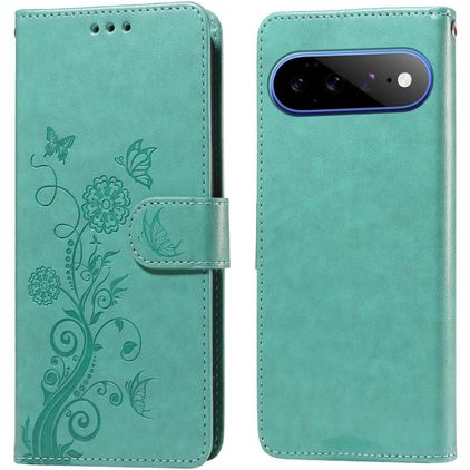 Mobigear Flowers Google Pixel 11 Pro XL Hoesje Bookcase Portemonnee - Groen