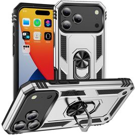 Mobigear Armor Ring iPhone 17 Pro Max Hoesje Hardcase Backcover Shockproof met Ringhouder - Zilver