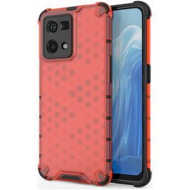 Mobigear Honeycomb OPPO Reno 7 4G Hoesje Hardcase Backcover Shockproof - Rood