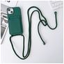 Mobigear Lanyard Card iPhone 15 Plus Siliconen Hoesje met koord en Pasjeshouder - Groen