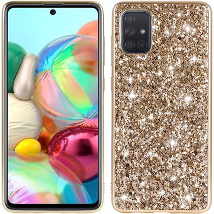 Mobigear Glitter Samsung Galaxy A71 Hoesje Hardcase Backcover - Goud