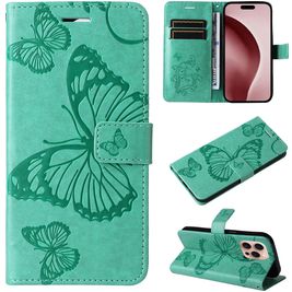 Mobigear Butterfly iPhone 16 Pro Hoesje Bookcase Portemonnee - Groen
