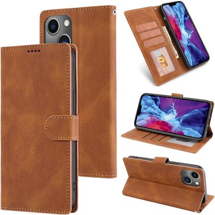 Mobigear Wallet iPhone 14 Plus Hoesje Bookcase Portemonnee - Bruin
