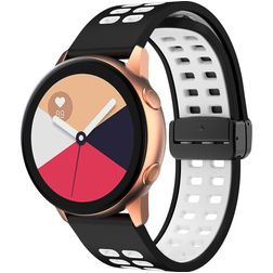 Mobigear Sport Plus Mag Siliconen Smartwatch Bandje Magneetsluiting - Universeel 22 mm connector - Zwart / Wit