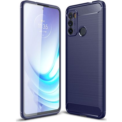 Mobigear Brushed Slim Motorola Moto G60 Hoesje Flexibel TPU Backcover - Blauw