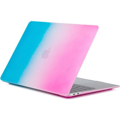Mobigear Rainbow Matte MacBook Pro 16 Inch (2019-2020) Hoes Hardshell Laptopcover MacBook Case - Blauw / Roze - Model A2141
