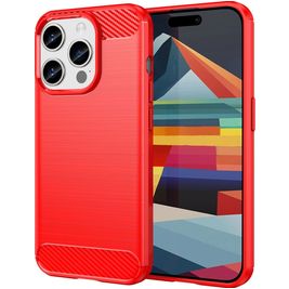 Mobigear Brushed Slim iPhone 15 Pro Hoesje Flexibel TPU Backcover - Rood