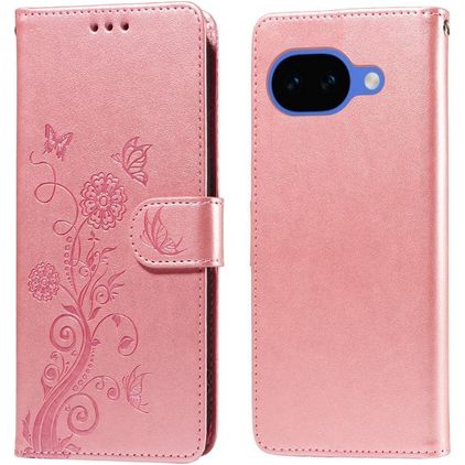 Mobigear Flowers Google Pixel 10a Hoesje Bookcase Portemonnee - Roségoud