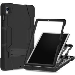 Xccess Survivor Essential Samsung Galaxy Tab S9 FE Plus Hoes Hard kunststof / Siliconen Backcover + Standaard - Zwart
