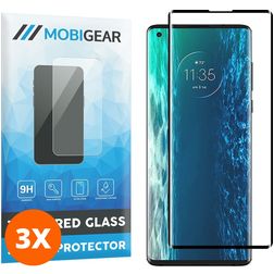 Mobigear Curved Motorola Edge (2020) Glazen Screenprotector - Case Friendly - Zwart (3-Pack)