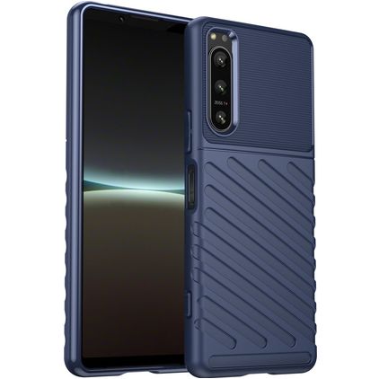 Mobigear Groove Sony Xperia 5 IV Hoesje Flexibel TPU Backcover - Blauw