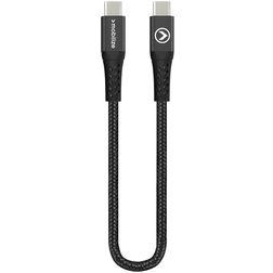 Mobilize Strong Nylon USB-C naar USB-C Kabel 0.2 Meter - Zwart