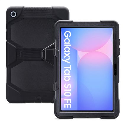 Xccess Survivor Essential Samsung Galaxy Tab S10 FE Hoes Hard Kunststof,Siliconen Backcover + Standaard - Zwart