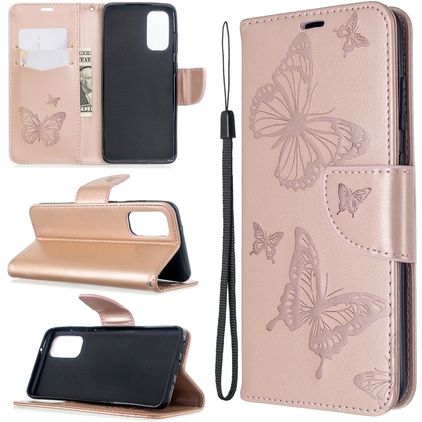 Mobigear Butterfly Samsung Galaxy S20 Hoesje Bookcase Portemonnee - Roségoud