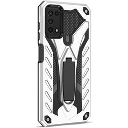 Mobigear Armor Stand Samsung Galaxy A03s Hoesje Hardcase Backcover Shockproof met Standaard - Zilver