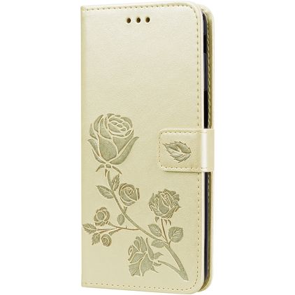 Mobigear Roses Samsung Galaxy J6 Plus Hoesje Bookcase Portemonnee - Goud
