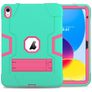 Mobigear ShieldStand iPad 11 (2025) Hoes Hard Kunststof,Siliconen Backcover + Standaard - Roze / Turquoise