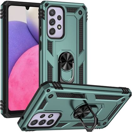 Mobigear Armor Ring Samsung Galaxy A33 Hoesje Hardcase Backcover Shockproof met Ringhouder - Groen