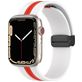 Mobigear Stripe Mag Siliconen Apple Watch Bandje Magneetsluiting - 42/41/40/38 mm - Wit / Rood