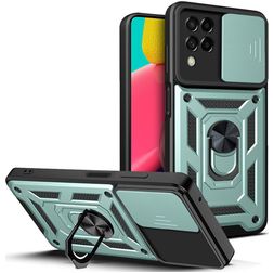 Mobigear Armor Ring Cam Slide Samsung Galaxy M53 Hoesje Hardcase Backcover Shockproof met Ringhouder - Groen