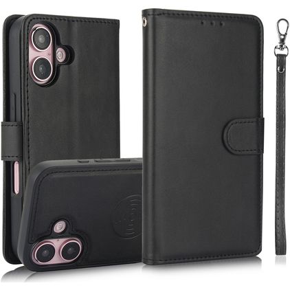 Mobigear Wallet iPhone 16 Hoesje Uitneembare 2in1 Bookcase Portemonnee - Zwart