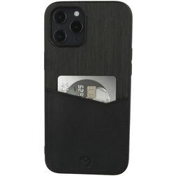 Valenta Card Slot iPhone 12 Pro Max Hoesje Echt Leer Backcover met Pasjeshouder - Zwart