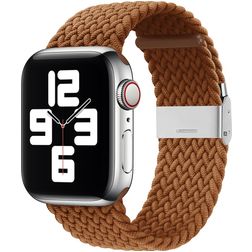 Mobigear Braided Nylon Apple Watch Bandje Klemsluiting - 49/46/45/44 mm - Bruin