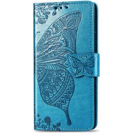 Mobigear Butterfly Motorola One Action Hoesje Bookcase Portemonnee - Blauw