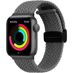 Mobigear Braided Mag Nylon Apple Watch Bandje Magneetsluiting - 49/46/45/44 mm - Grijs