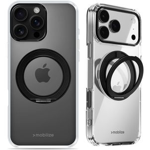 Mobilize 360 Rotating Ring iPhone 16 Pro Max MagSafe Hoesje Hardcase Backcover met Ringhouder - Zwart