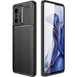 Mobigear Brushed Slim Xiaomi 11T Pro Hoesje Flexibel TPU Backcover - Zwart